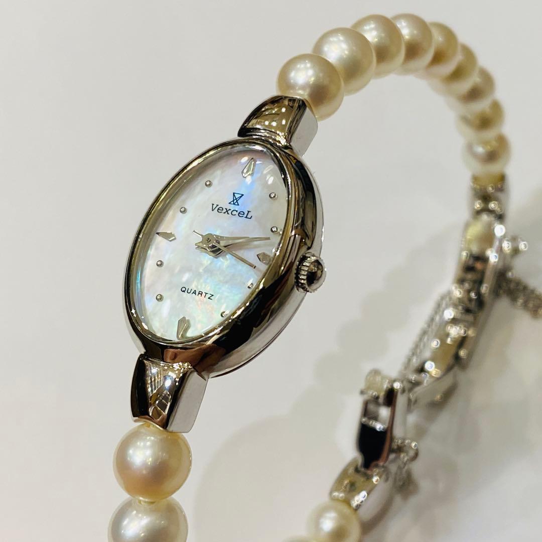 未使用】パール ウオッチ VEXCEL (ヴェクセル)真珠時計【稼働品】角箱