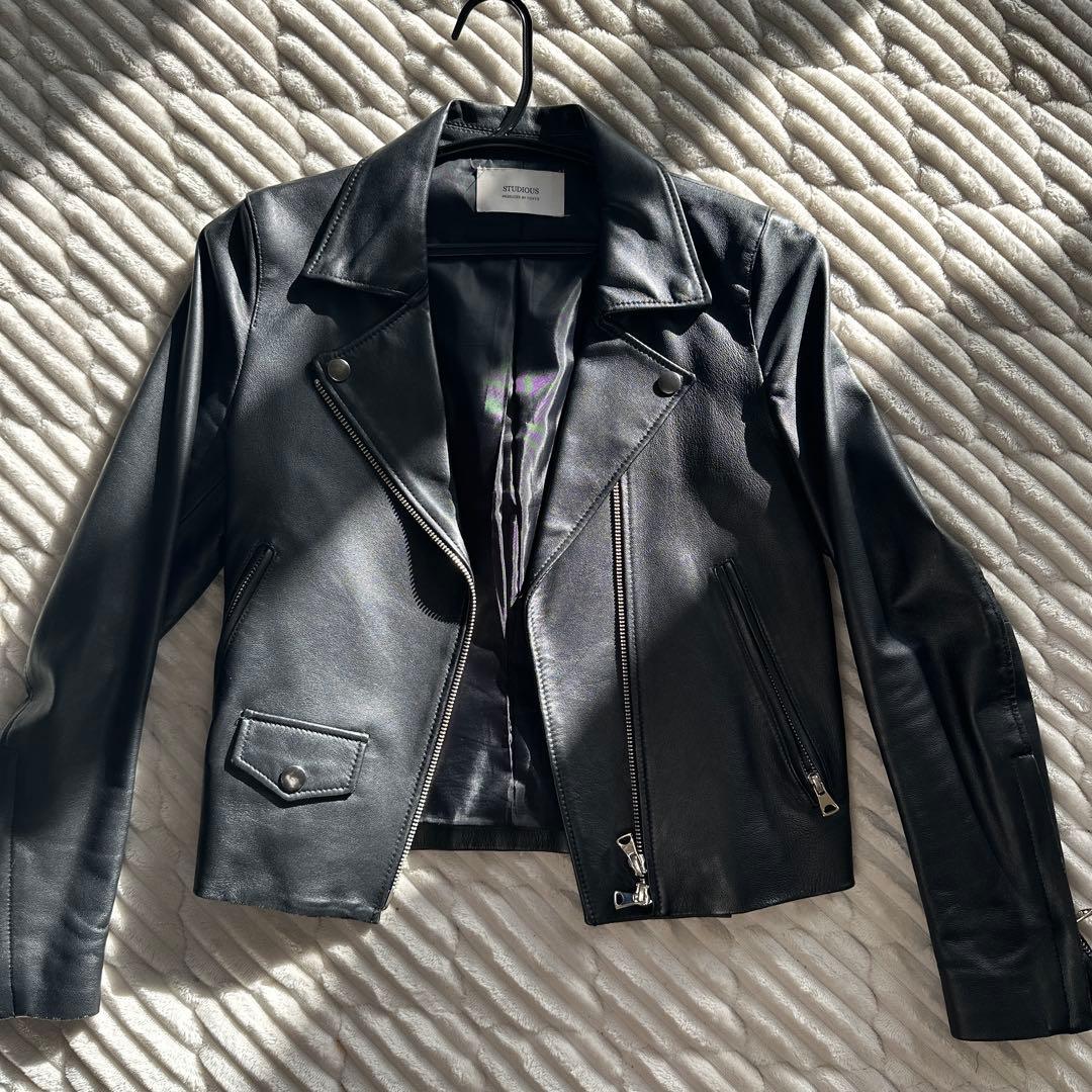 STUDIOUS ブラック レザージャケット ヴィンテージ 通販