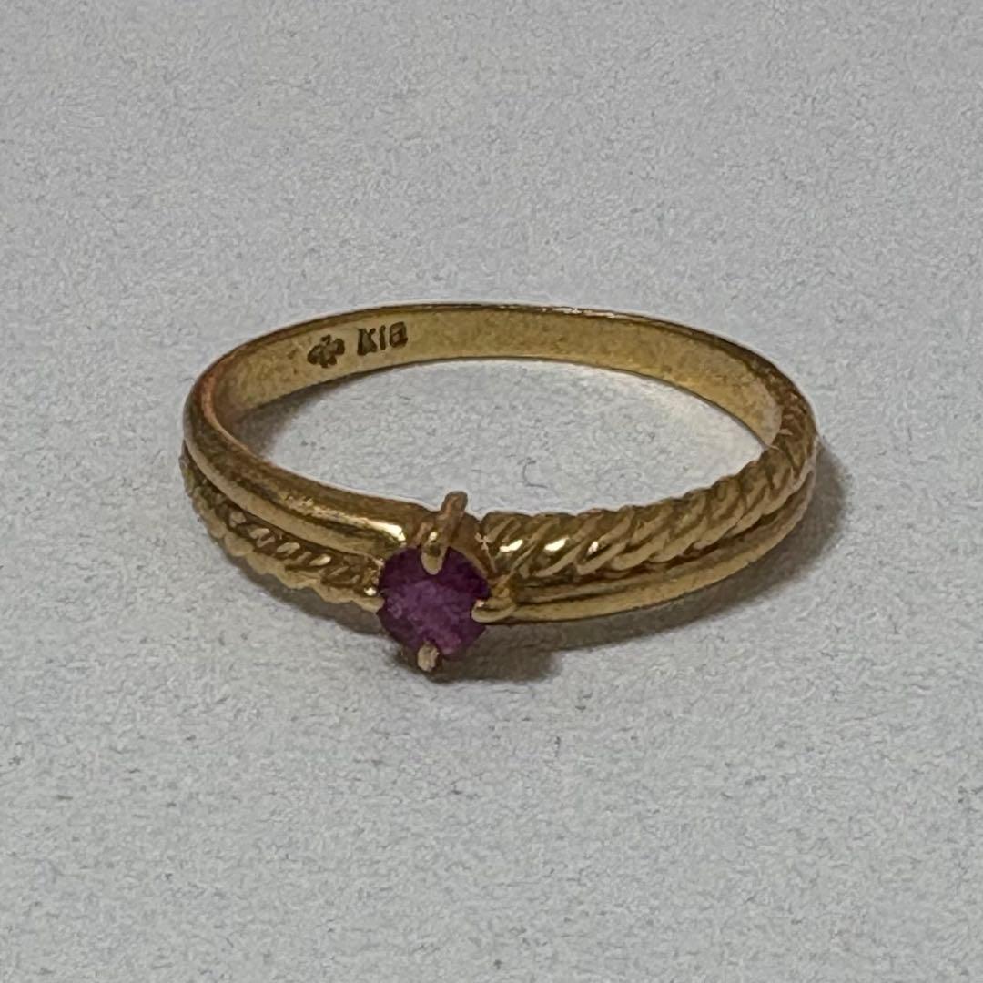 K18金 アメジスト ツイストデザインリング 2g - メルカリ
