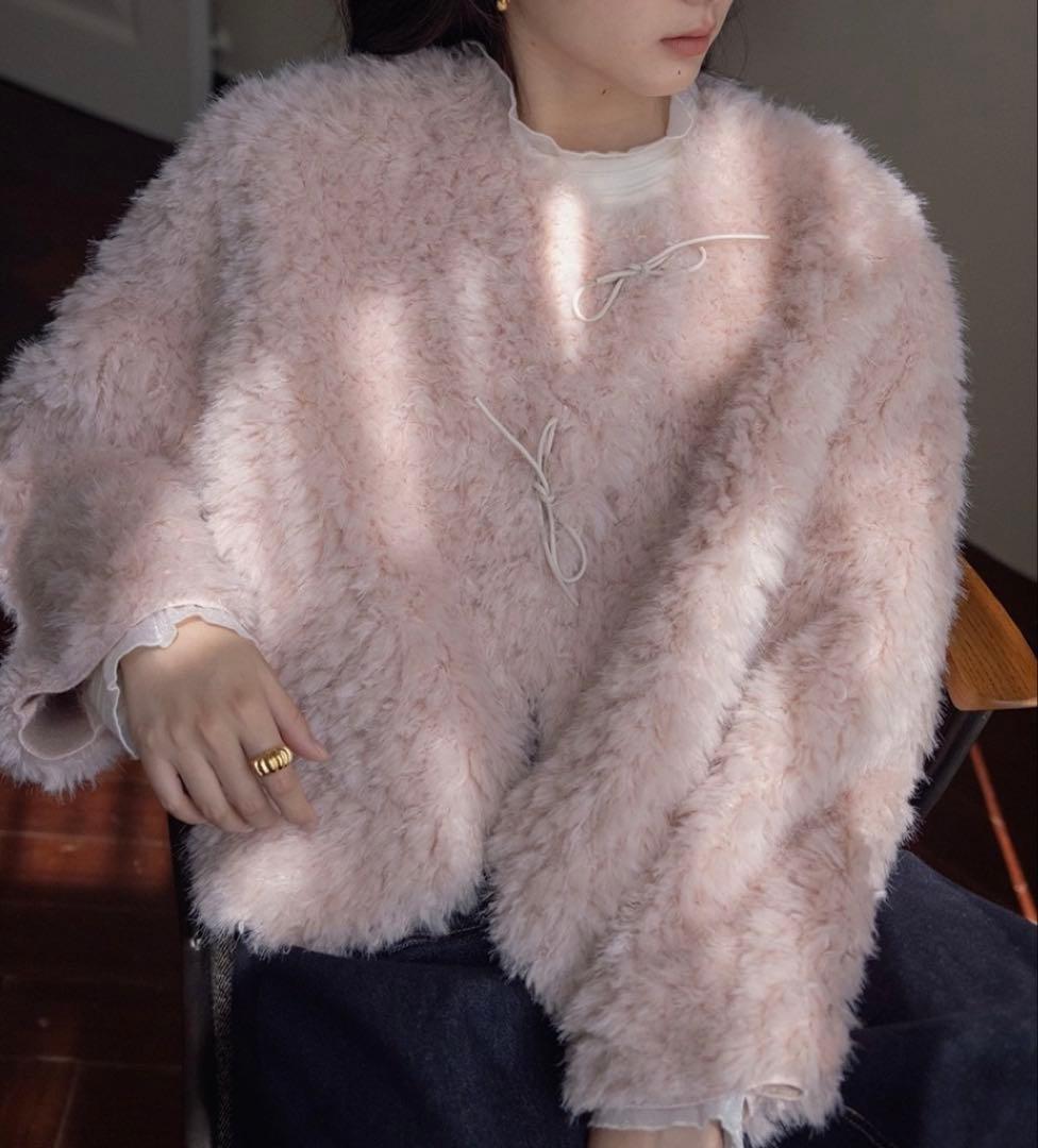 EGGKA ピンク トグル留め付きフェイクファージャケット アウター