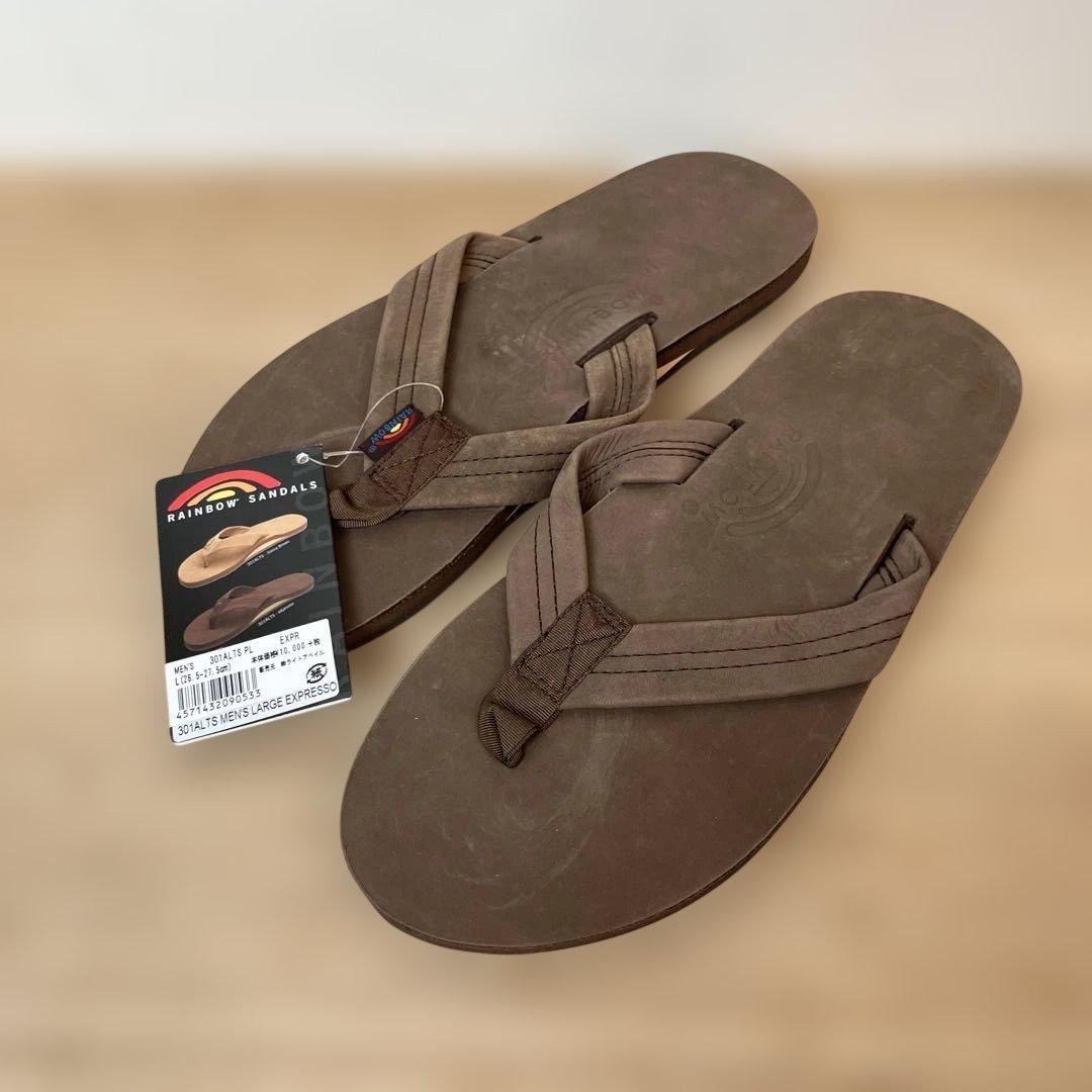 未使用タグ付き レインボーサンダル ブラウン メンズL 26.5-27.5① RAINBOW SANDALS（レインボーサンダル） サンダル 別注 Double Layer