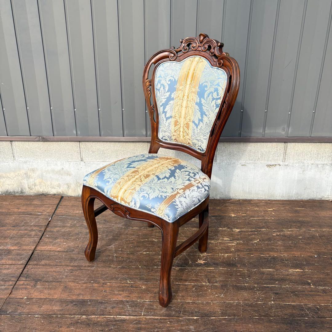 ②ビクトリアン装飾 花柄 木製ダイニングチェア 姫系 イタリア家具 アンティーク イタリア製 ダイニングチェア 幅51cm/椅子 チェア イタリア家具 高級