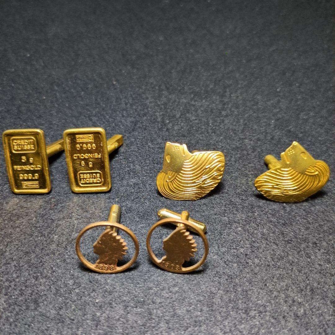 r*i様 ゴールド インゴットデザイン カフリンクスセット ゴールドインゴットカフスボタン（カフリンクス）