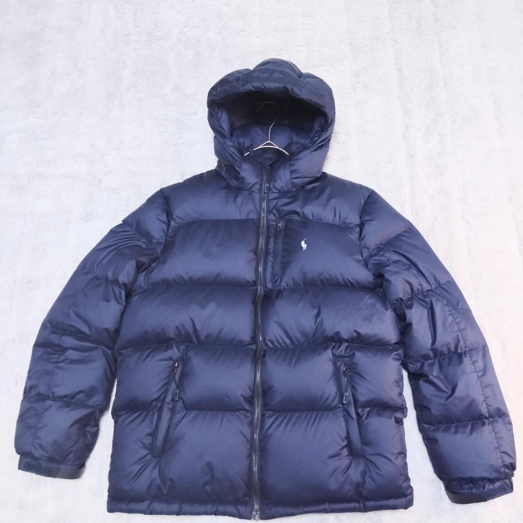 POLO Ralph LaurenダウンジャケットXL、ホースロゴ、ネイビー - メルカリ