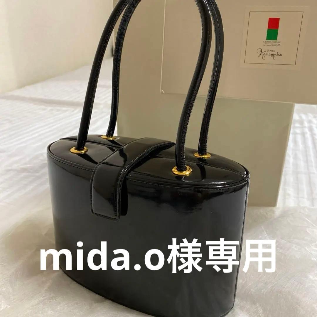 銀座かねまつ エナメルパーティバッグ 黒 - メルカリ