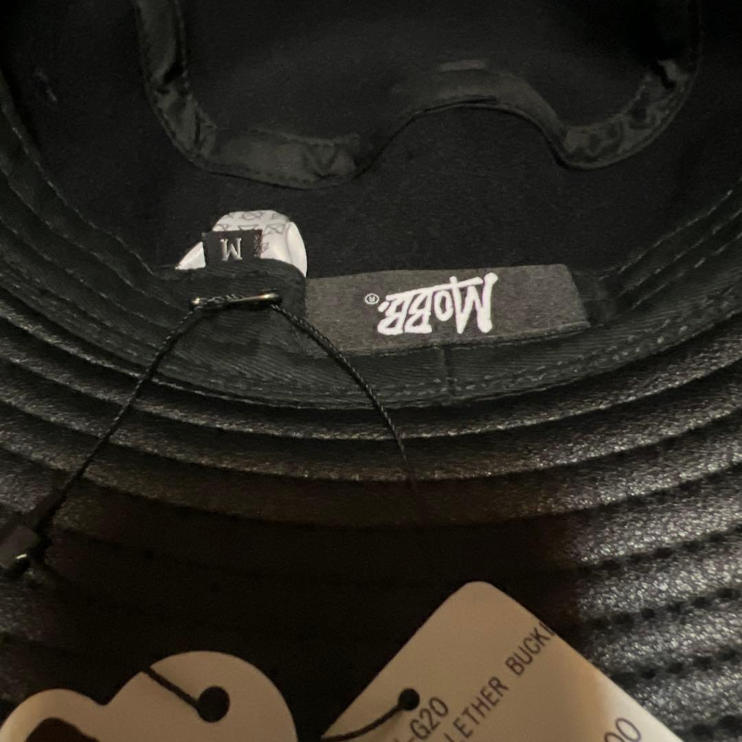 即完売品 新品未使用タグ付き MOBB 黒 皮革 バケットハット M - メルカリ