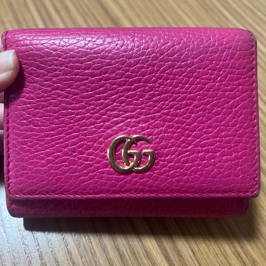 GUCCI グッチ 財布 三つ折り ピンク - メルカリ