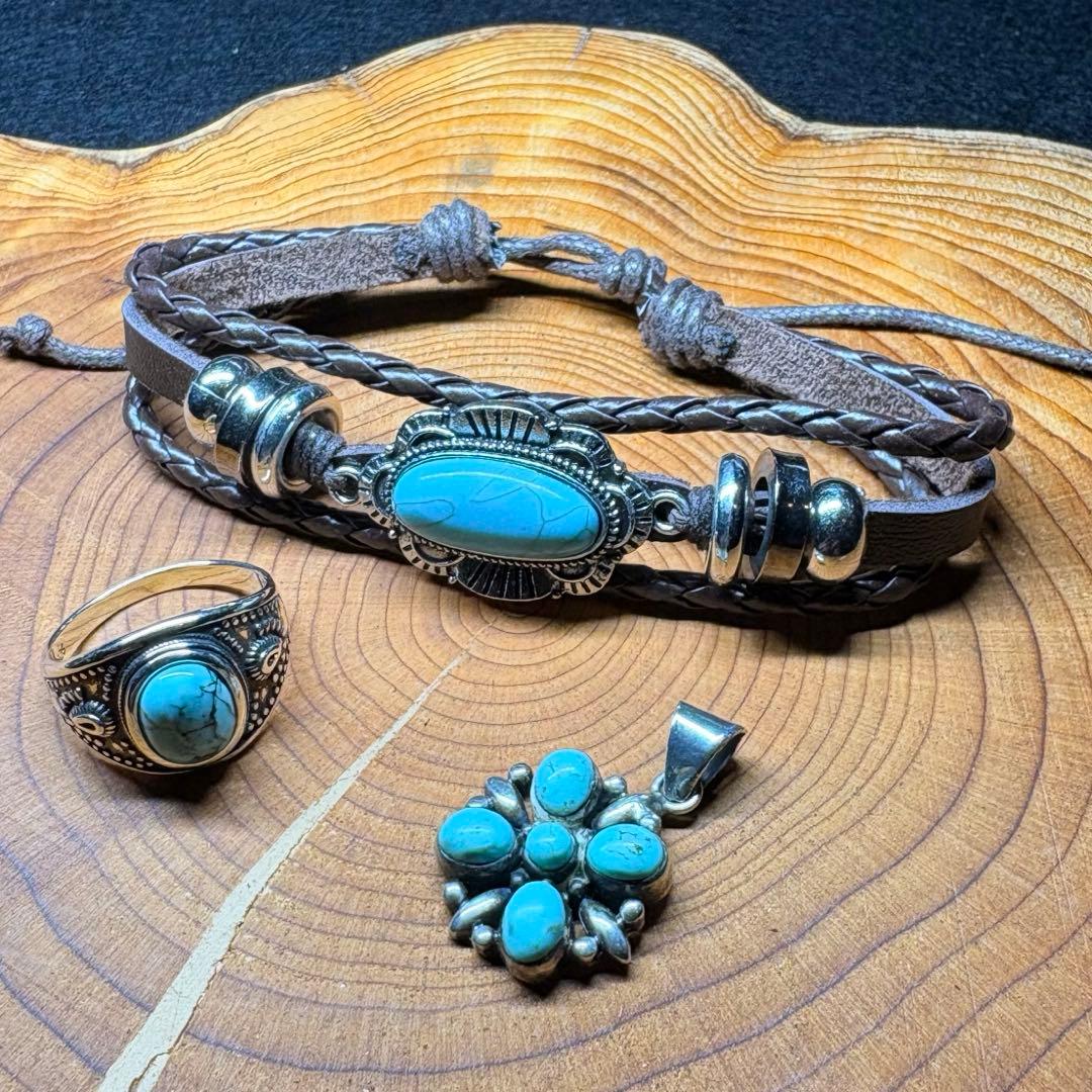 ターコイズアクセサリー 3点セット vintage S925刻印 あり - メルカリ