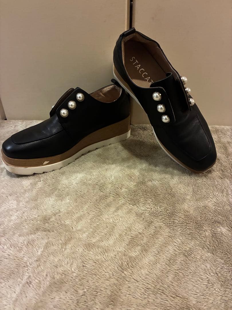 STACCATTO メイジーパールプラットフォームシューズ ブラック 黒 24 STACCATO | メイジーパールプラットフォーム (ローファー