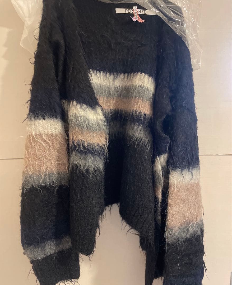 PERVERZE Double Stripe Knit Cardigan BLK