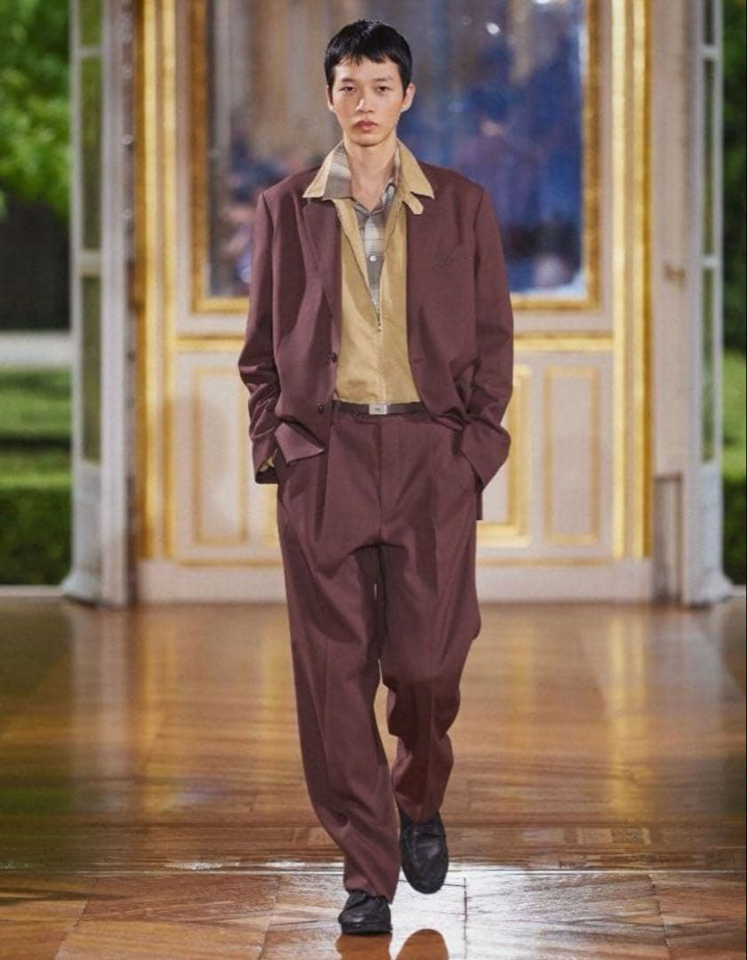 オーラリーWOOLKIDMOHAIRHOPSACKTWO-TUCKSLACKS AURALEE (オーラリー) Super Light Wool Two-Tuck Slacks(A25AP02OS