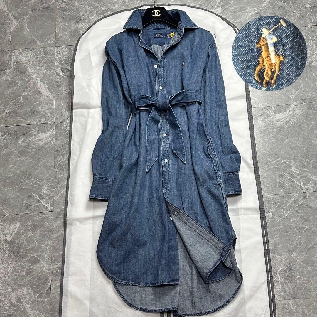 極美品♡25年品 ラルフローレン デニムシャツワンピース ベルト ポニー