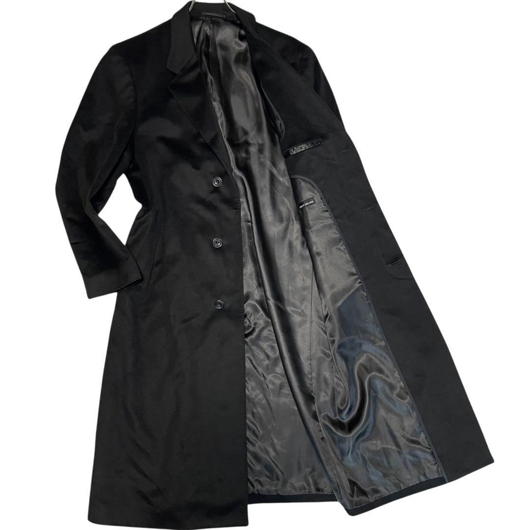 カシミヤ100%×大きいサイズ】極美品 マキシ丈比翼チェスターコート 黒