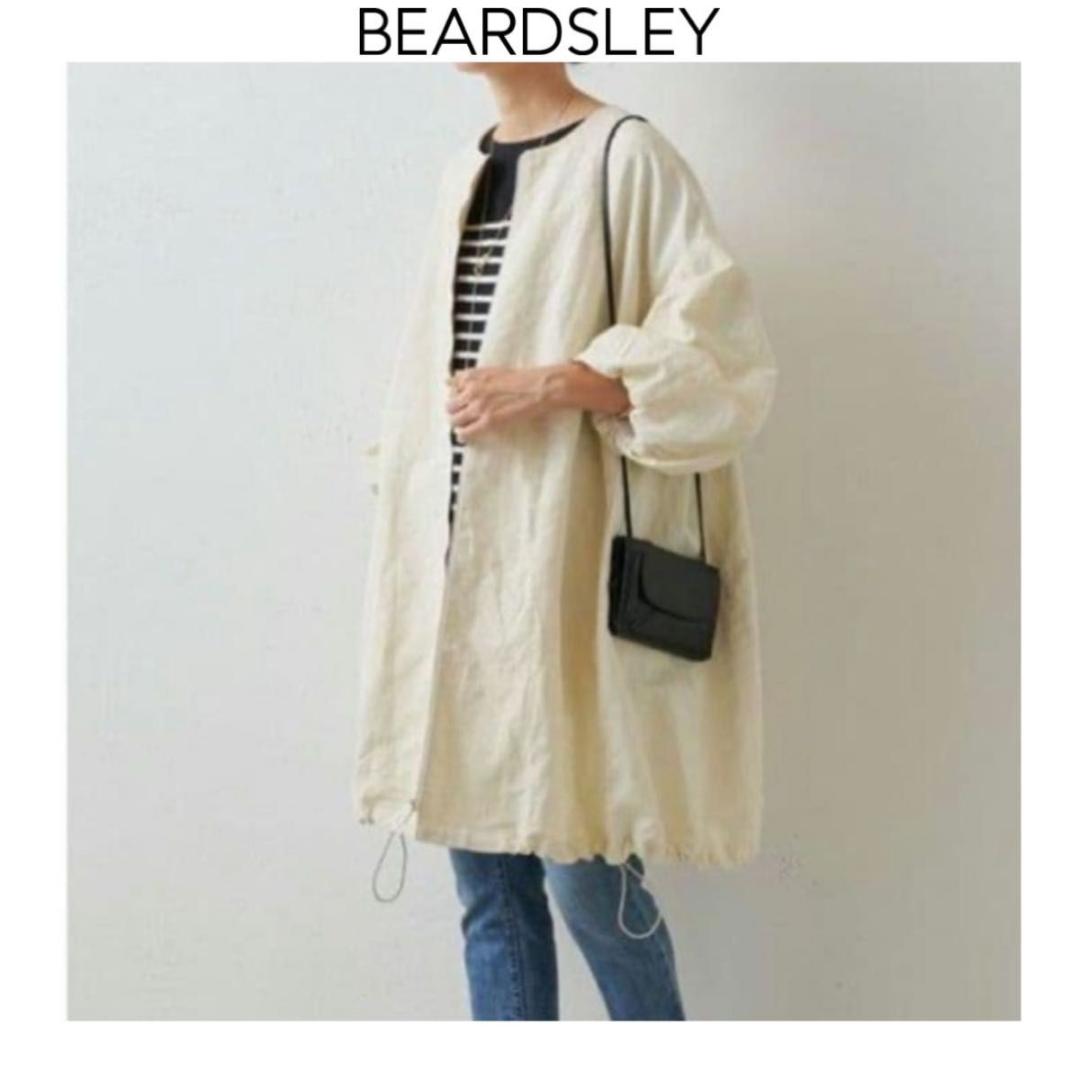 BEARDSLEY リネンポリバルーン袖コート　オフホワイト　ビアズリー BEARDSLEY - BEARDSLEY リネンポリバルーン袖コート オフホワイト