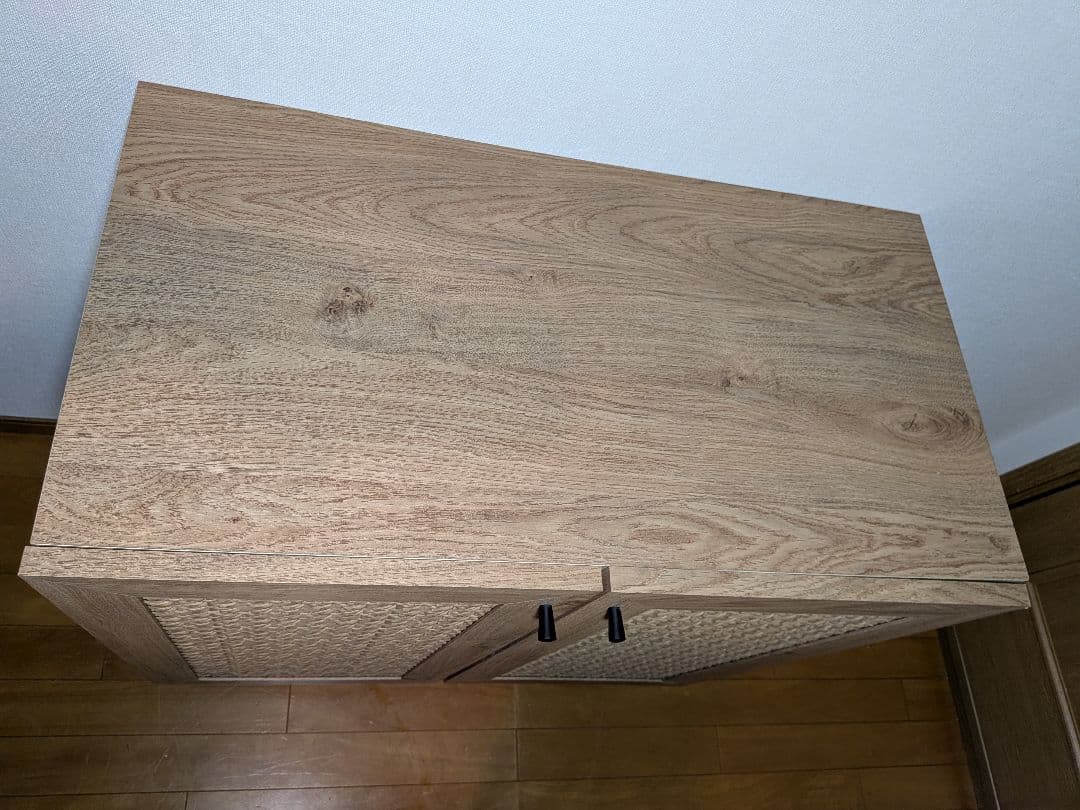 《送料込》LOWYA ラタン調キャビネット リビングボード 棚 収納ロウヤ