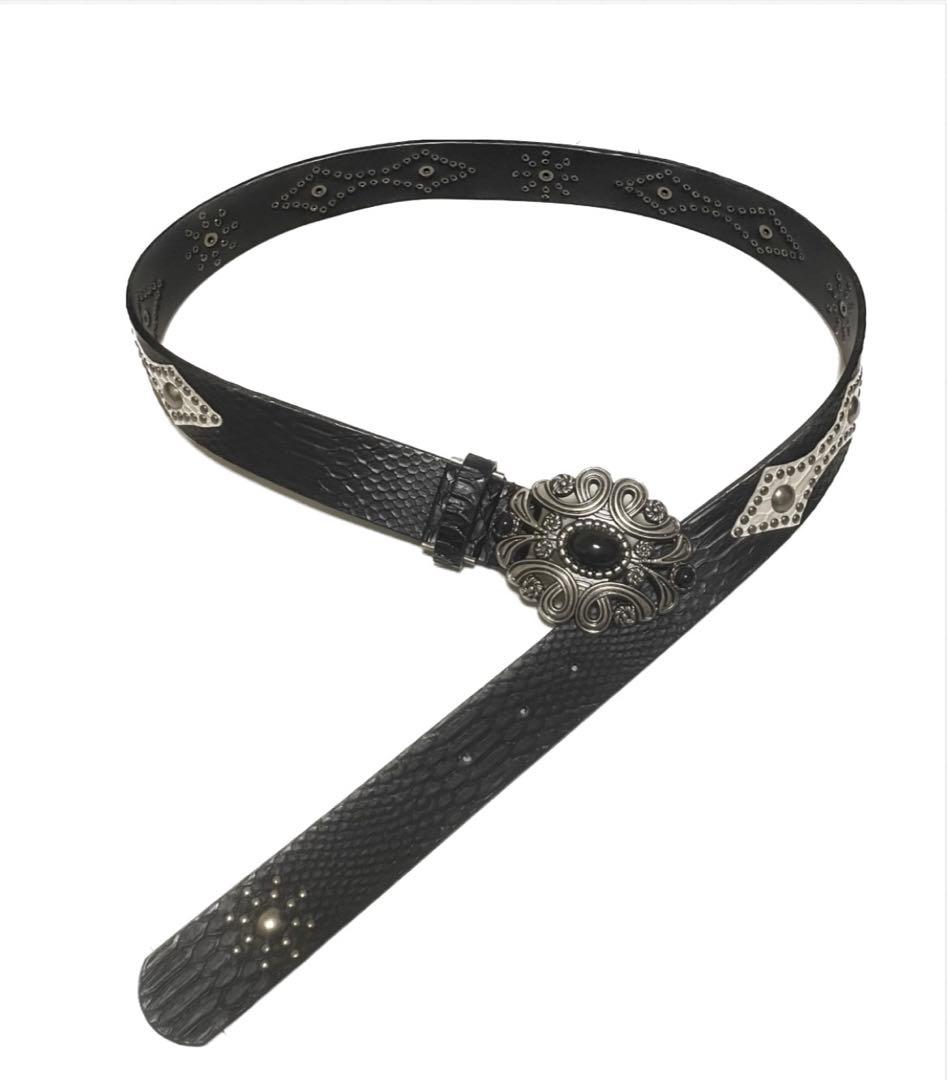 DOLCE&GABBANA 00s スカル レザー ベルト y2k 平成 V系 y2k 00s レザー