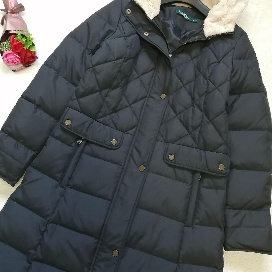 ローレンラルフローレン ロングダウンコート マキシ丈 ファー ブラック