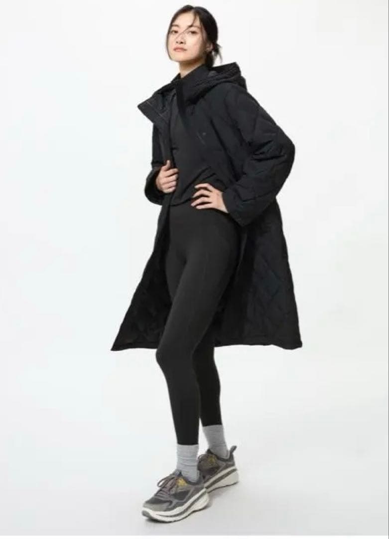 UNIQLO パフテックロングコートリラックスフィット　黒　XS ユニクロ公式 | パフテックロングコートリラックスフィット