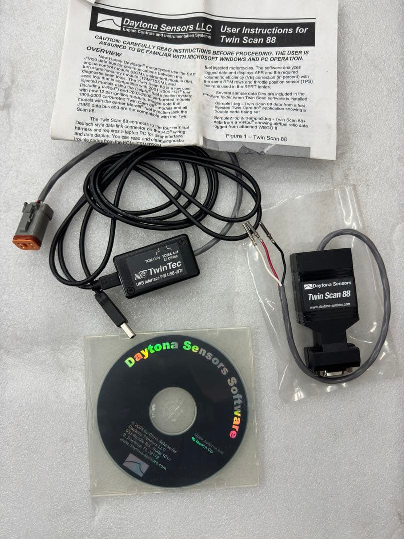 Twin Scan 88 スキャンツール TWIN Tec USBインターフェイ Daytona Twin Tec Twin Scan 4 ABS Kit For Harley CANbus 2011-2020