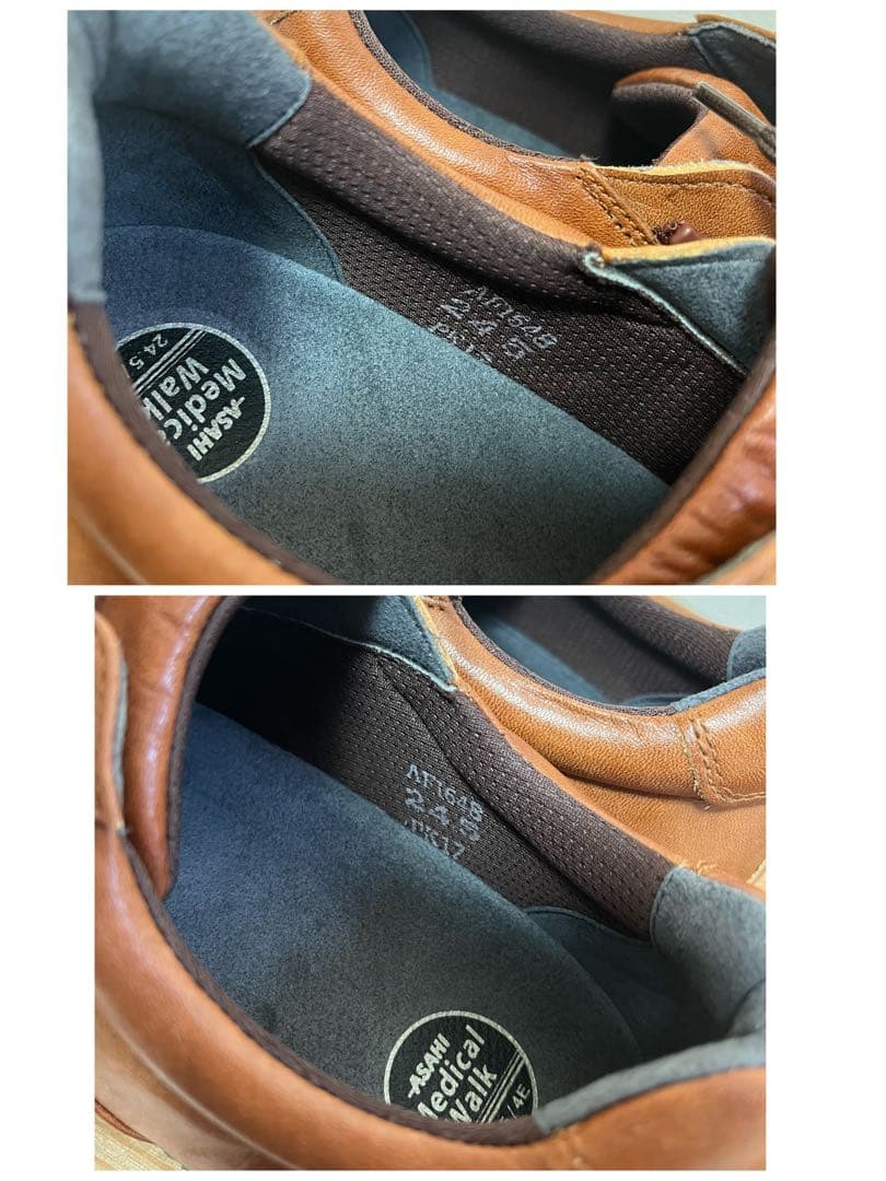 未使用✨アサヒ メディカル ウォーク　24.5cm ブラウン　レザースニーカー