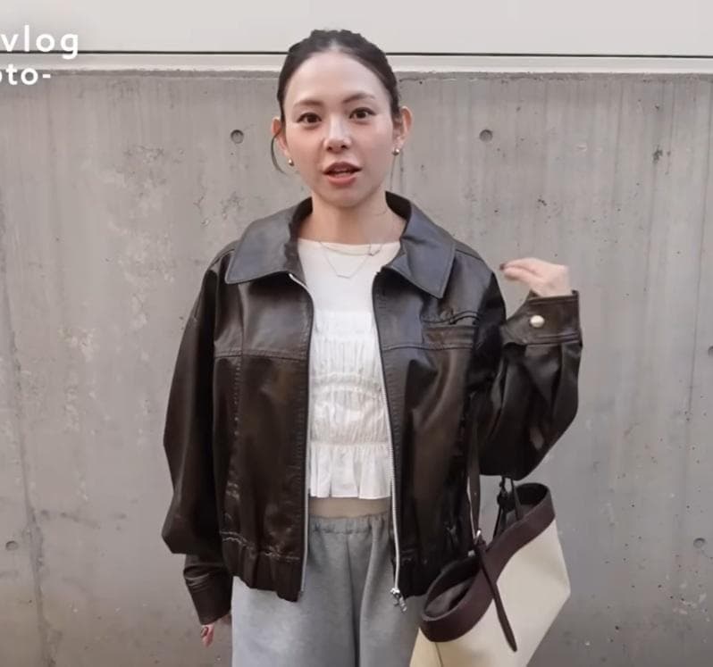 searoomlynn×伊原葵 エコレザーヴィンテージブルゾン（ダークオリーブ