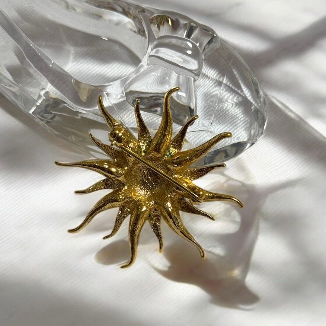 ヴィンテージ D'Orlan スターバーストブローチ 太陽 ストーン パール