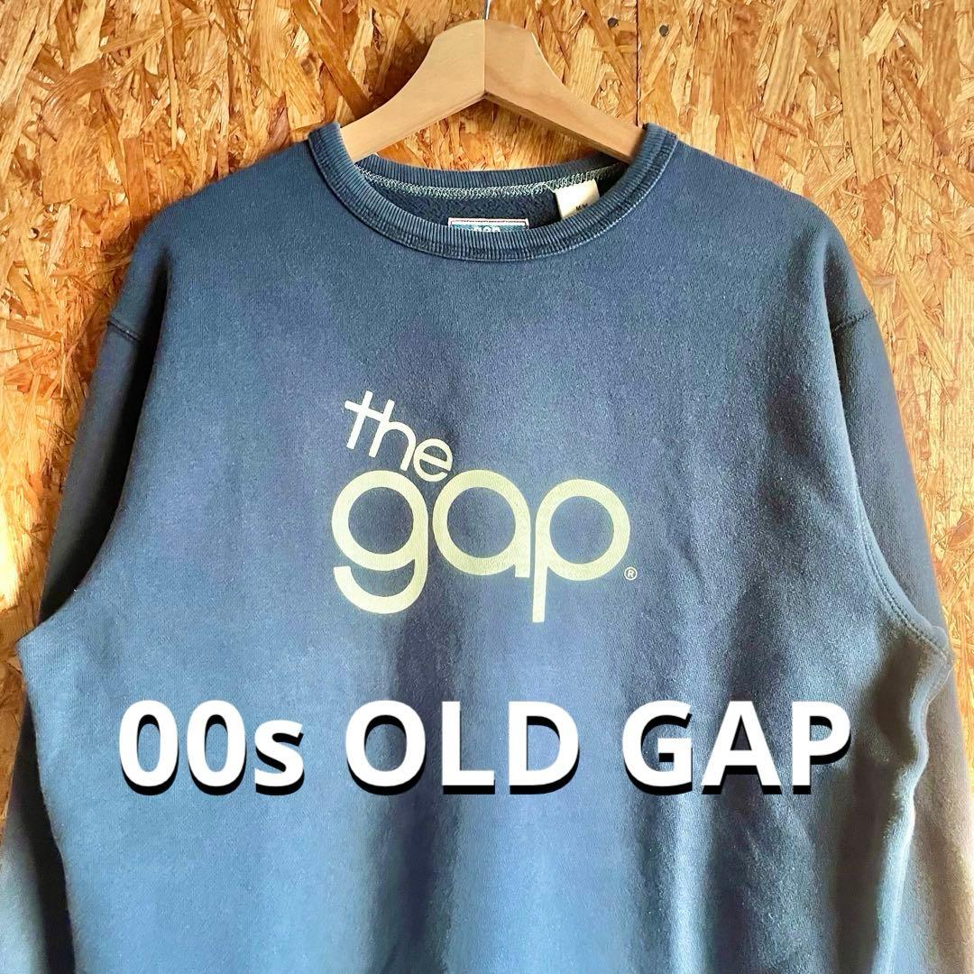 00s OLD GAP 小松菜奈着用 スウェット トレーナー ネイビー デカロゴ