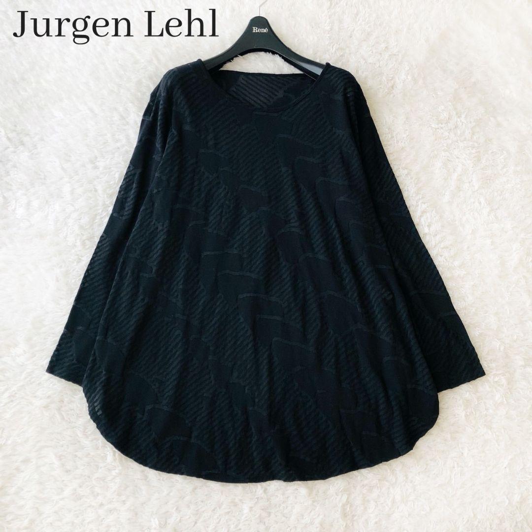 ヨーガンレール トップス ストレッチ 総柄 ジャガード シルク L ブラック