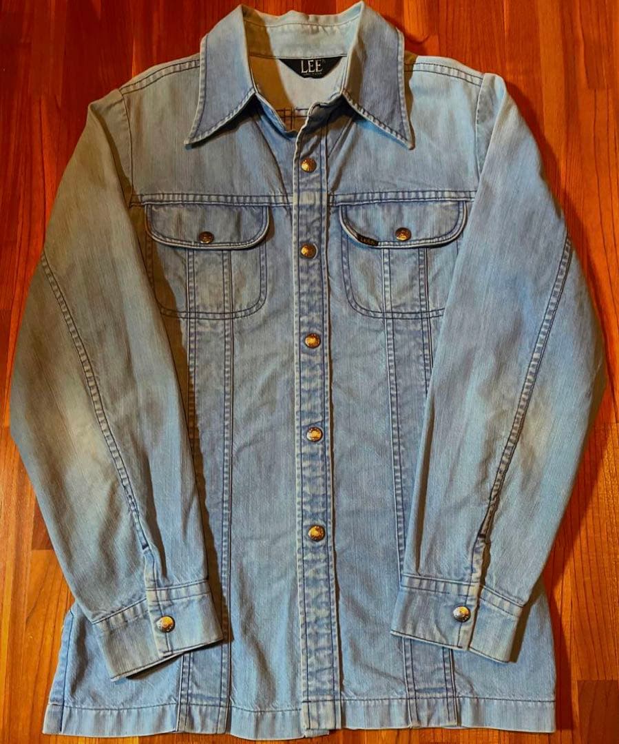 70s Lee 大文字タグ デニム シャツジャケット USA 黒タグ 三角タグ