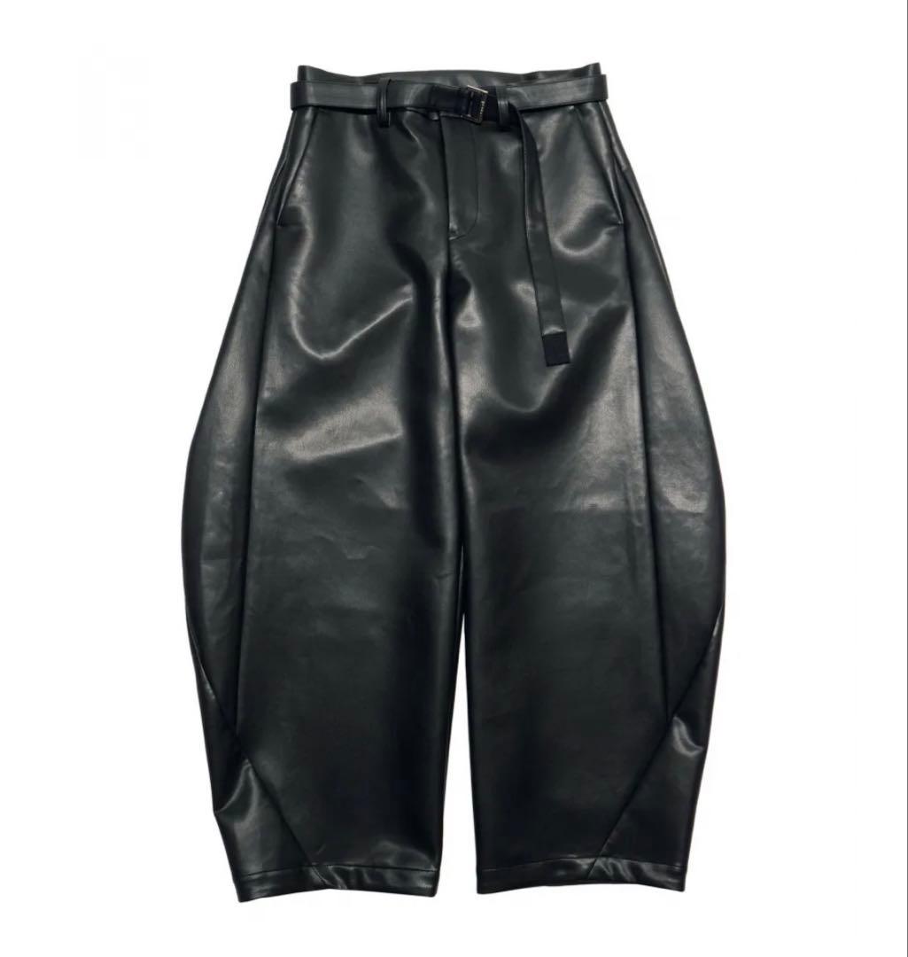 sacai 26SS Leather ワイド レザーパンツ サカイ スラックス - メルカリ