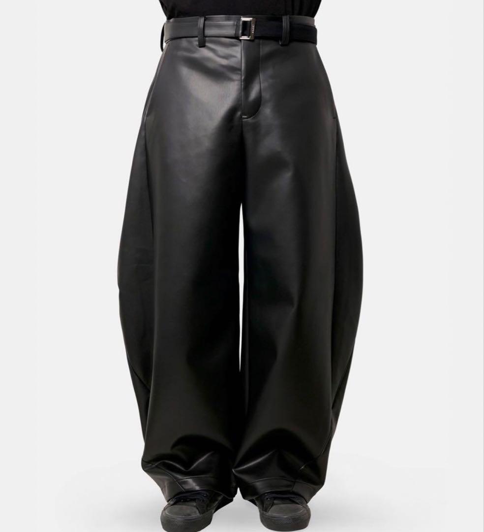 sacai 26SS Leather ワイド レザーパンツ サカイ スラックス - メルカリ