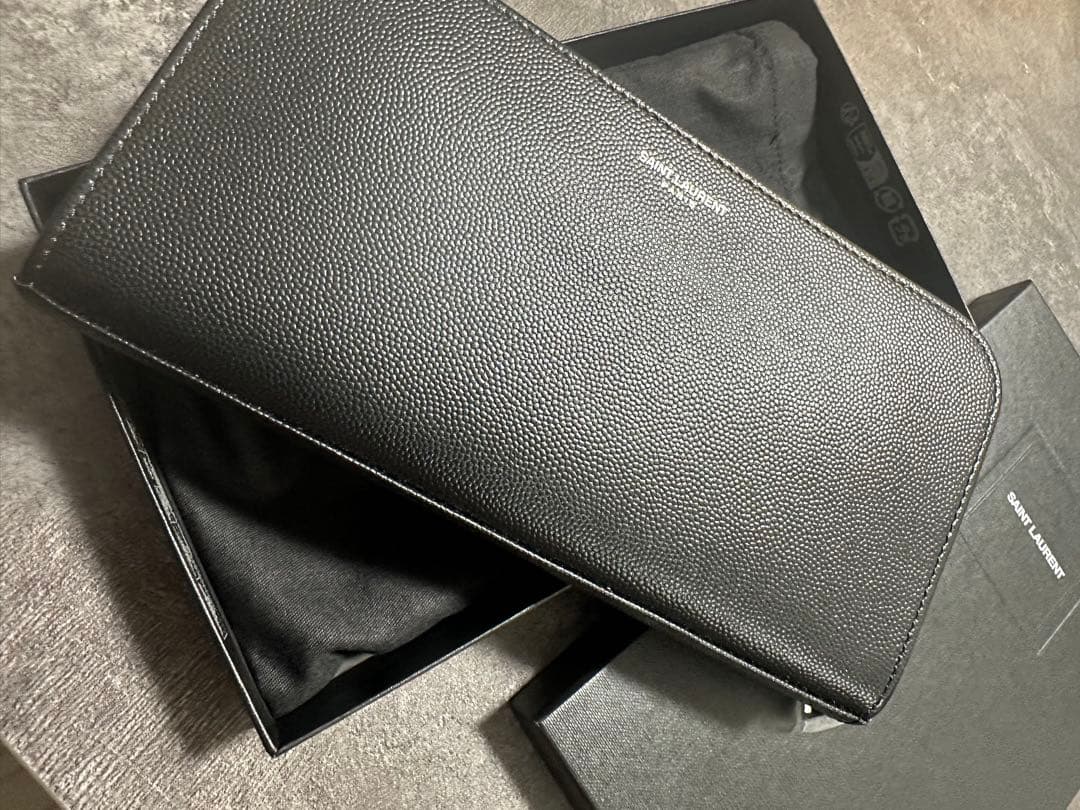サンローラン SAINT LAURENT ZIP AROUND WALLET SAINT LAURENT PARIS zip around wallet in grain de poudre embossed