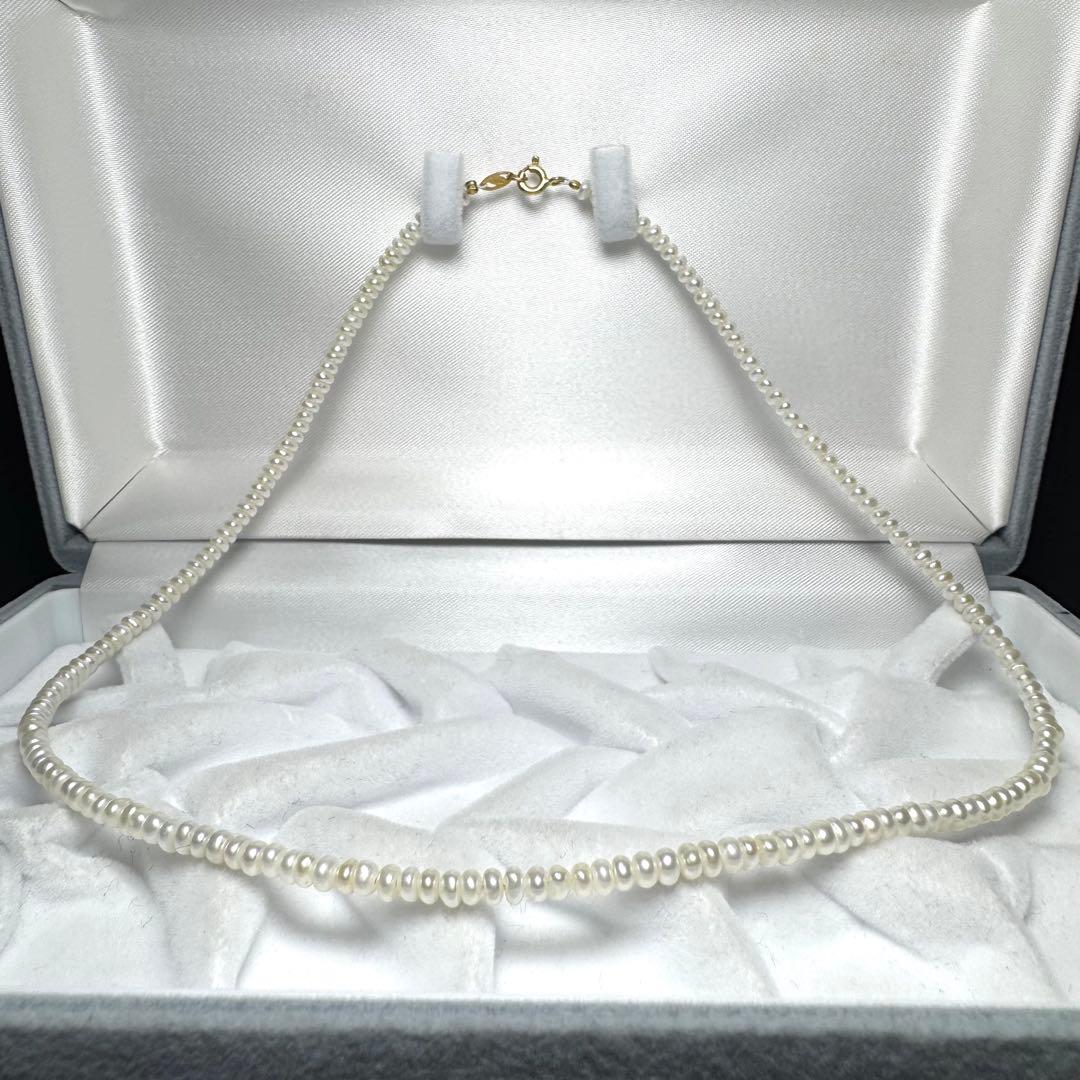 K18 750刻印 本真珠 ベビーパール ネックレス 3.2mm 41.5cm