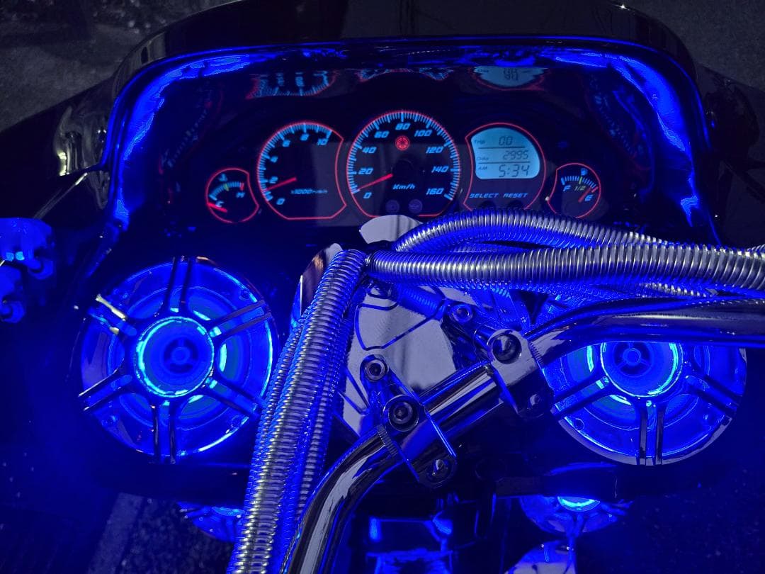 アウトレット 爆光ブルーネオンLED 4インチ スピーカー カバー