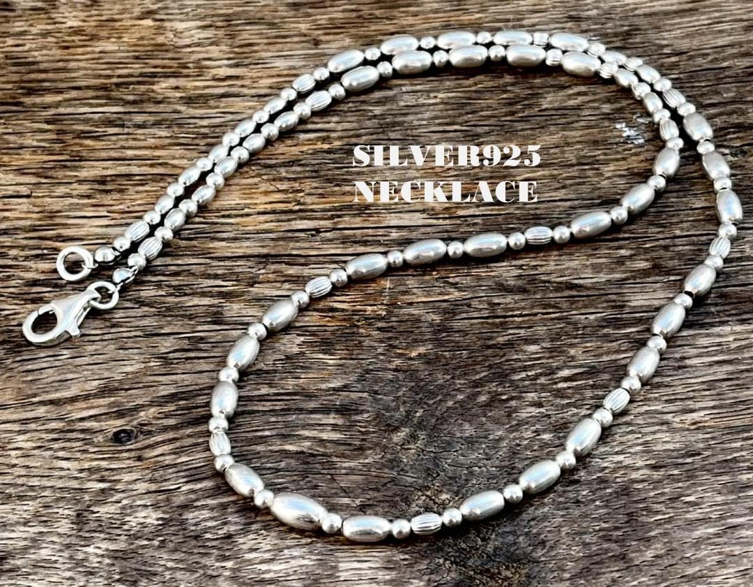 スターリングシルバー SV925製ビーズ ネックレス 50cm no13