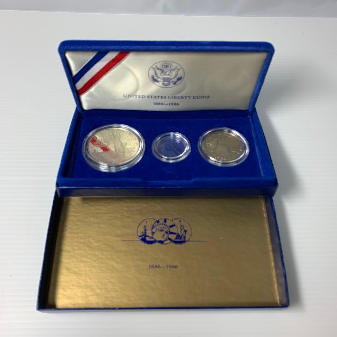 1986年アメリカ自由の女神記念リバディ1ドル銀貨&50セントニッケル貨 アメリカ United States of America リバティコイン 自由の女神 1ドル