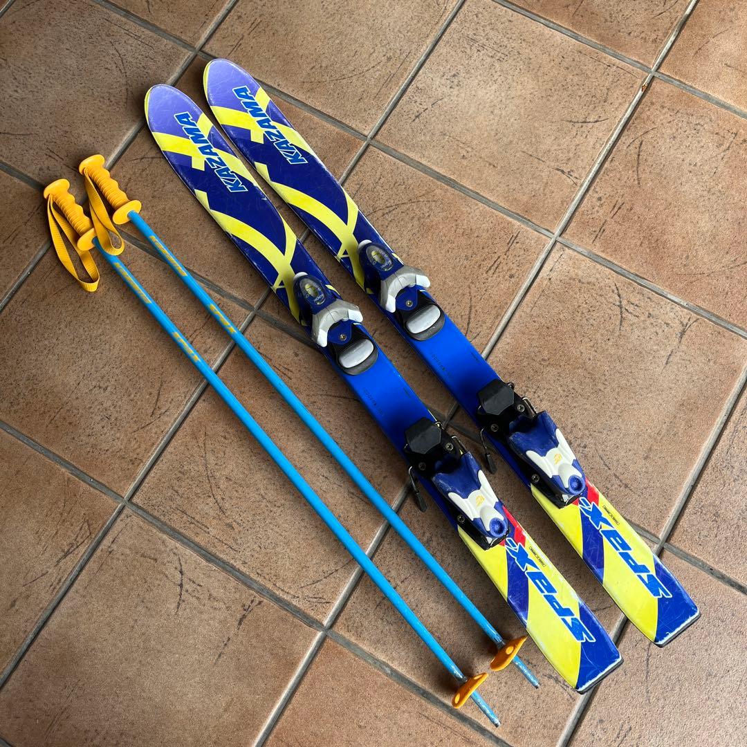 KAZAMA スキー板100cmとスキー棒90cmセット - メルカリ