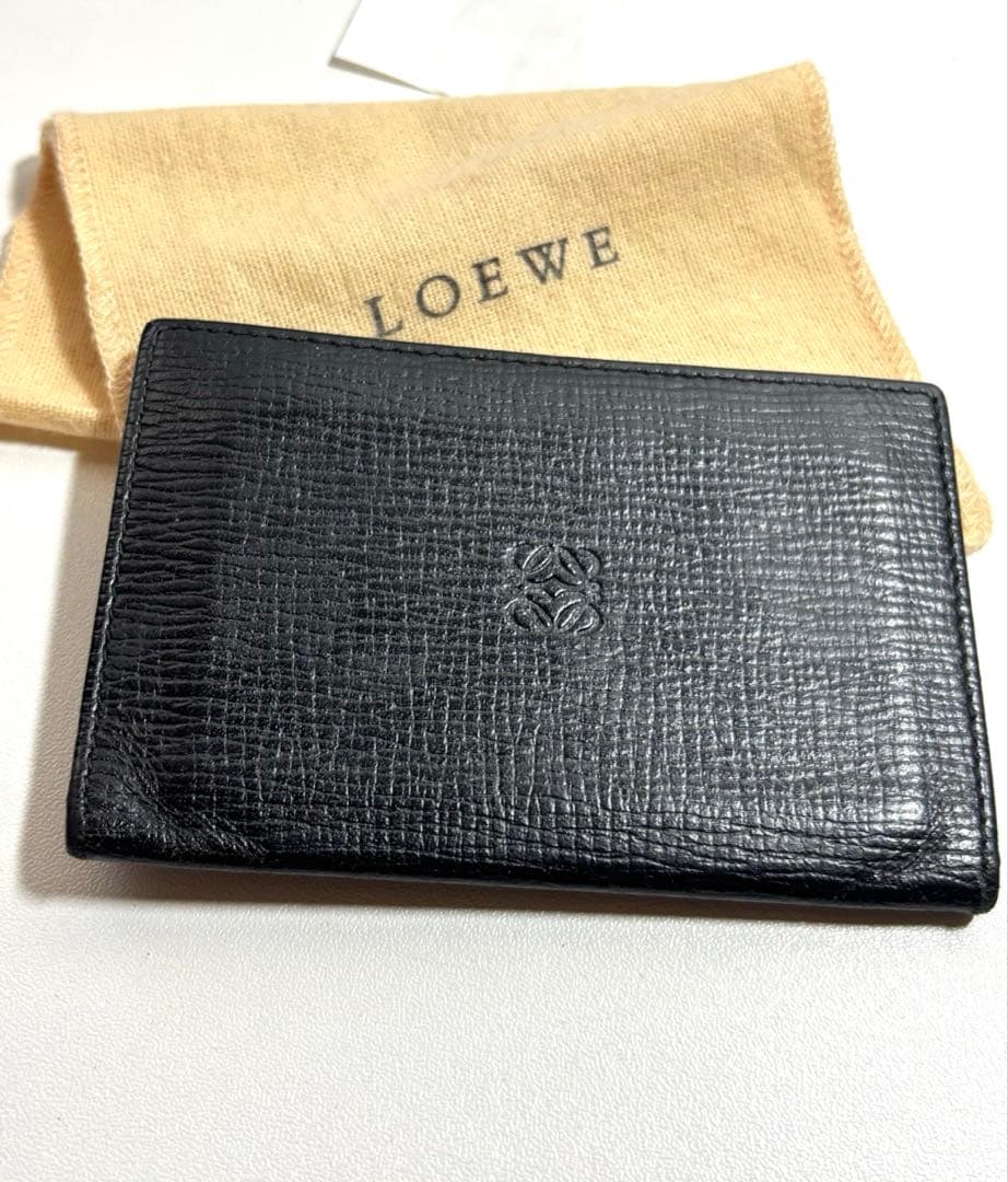 LOEWE】ブラックレザー カードケース アナグラム ロゴ型押し極美品