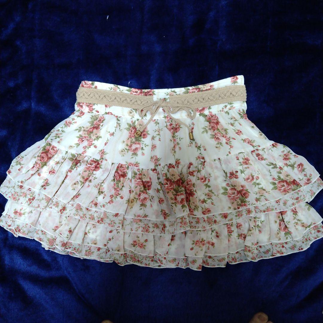美品☆リズリサLIZ LISA花柄ミニ二段フリルフレアスカート サイズ0