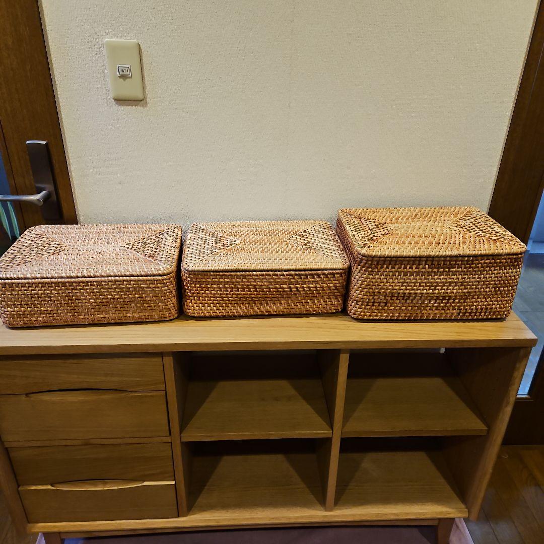 無印　重なるラタン　長方形バスケット 重なるラタン長方形バスケット・大 | 無印良品