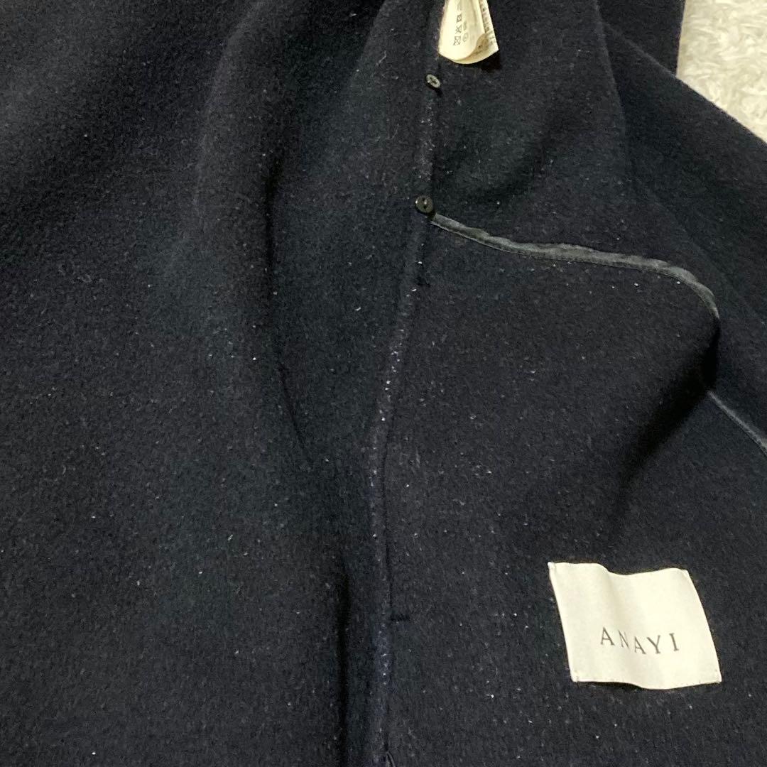 現行タグ♡ ANAYI ウールノーカラーコート ベルト付き ダークネイビー