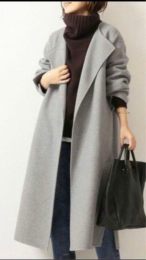 Spick&Span ビーバーフォールドラペルコート グレー S - メルカリ