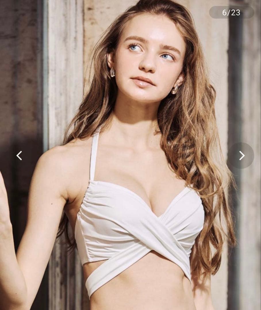 ホワイト×パープル クロスデザインビキニ