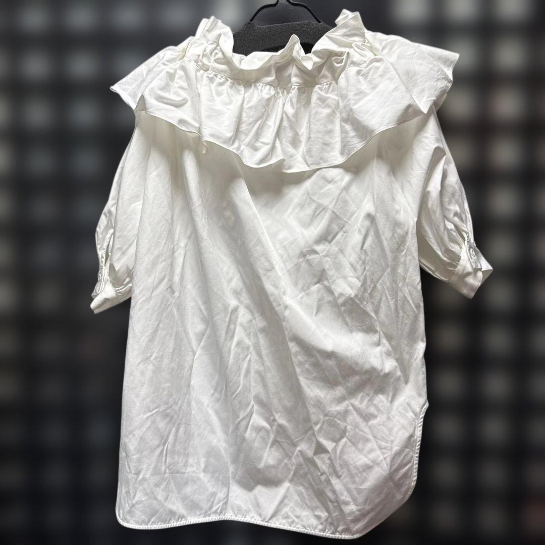 り*休様 RIKOリコラッピングリボンブラウス白フリルLittle By Lit