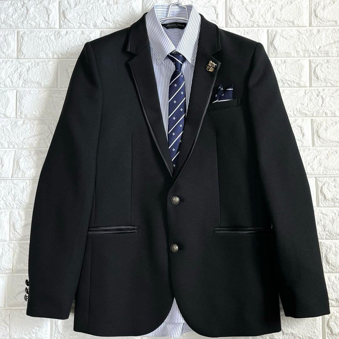 卒服 165㎝ 黒フォーマルスーツ、シャツ等《6点セット》男の子/卒業式/入学式