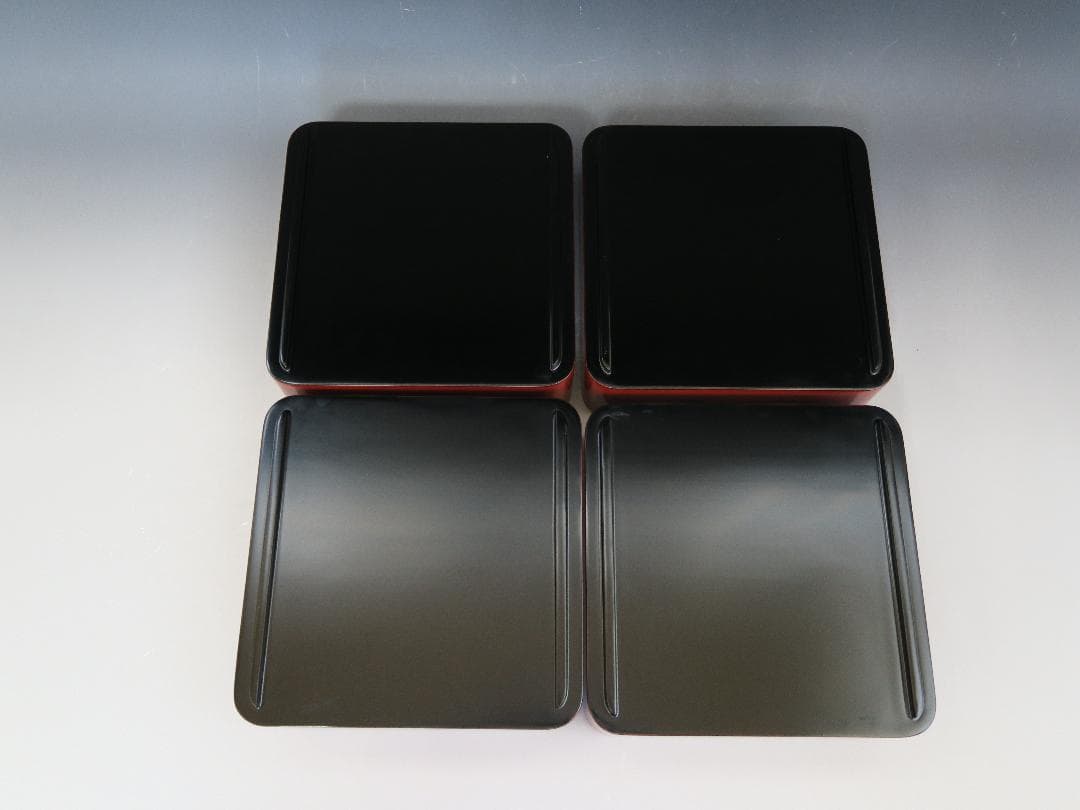 輪島塗】根来研出 五段重 堅牢優美 徳野漆器店 朱塗 蓋二枚付 天然木