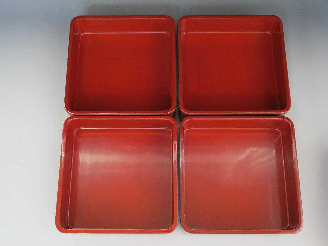 輪島塗】根来研出 五段重 堅牢優美 徳野漆器店 朱塗 蓋二枚付 天然木