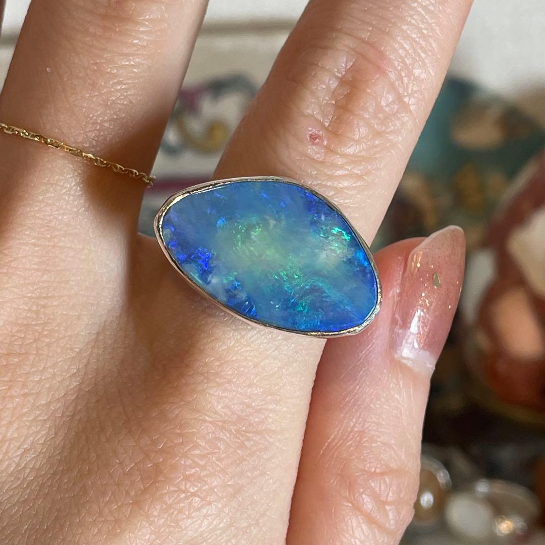 ハンドメイド　シルバー925 シルバーリング　ダブレットボルダーオパール 雫型ボルダーオパールのシルバーリング | iichi 日々の暮らしを