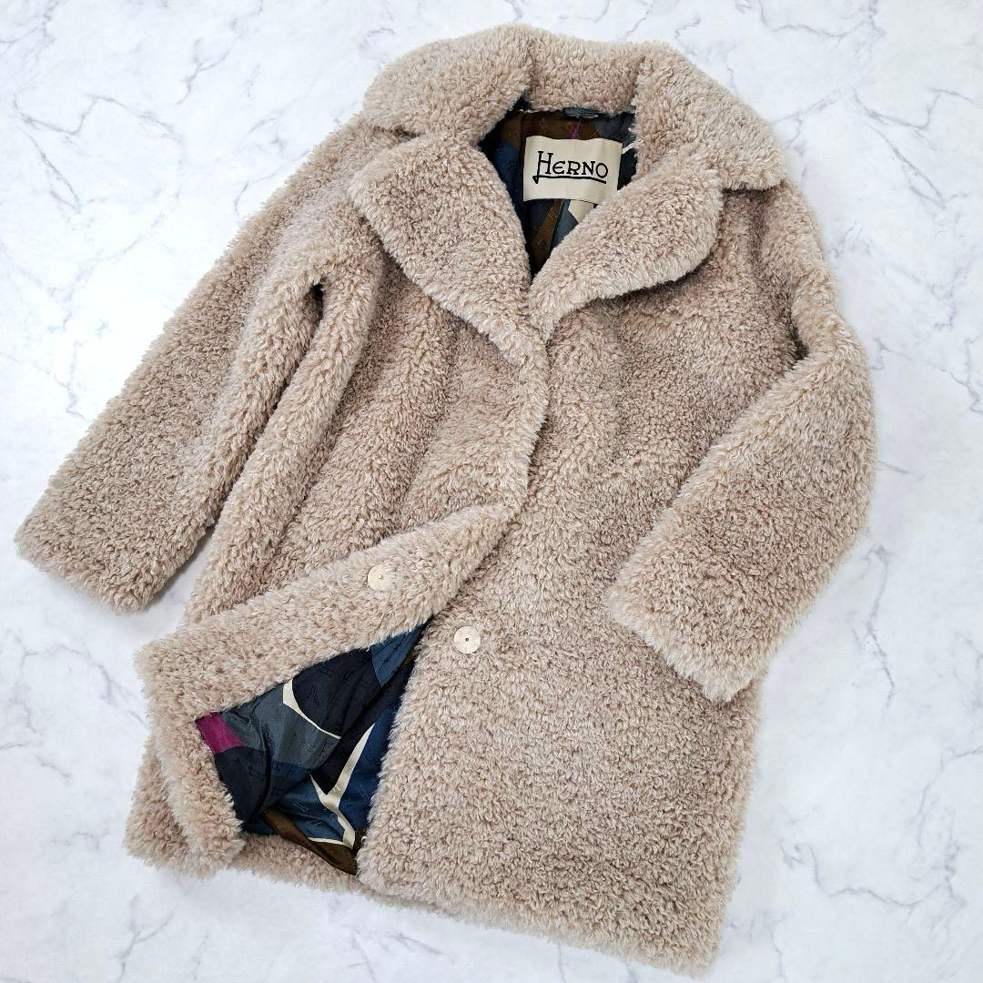 未使用級極美品☆ HERNO 2022年 ボア エコファー カーリーコート 40
