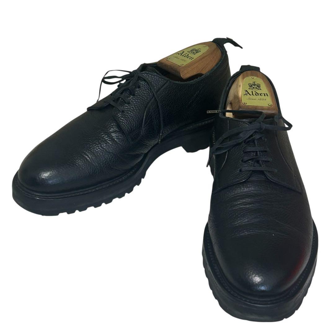 極美品 WH シボ革プレーントゥシューズ　ブラック ビブラムソール 26.5cm